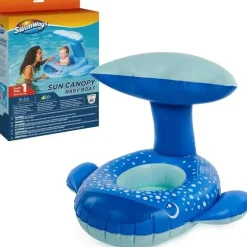 Spin Master - Swimways Sun Canopy Baby Boat, brinquedos para crianças de 9 a 24 meses, baleia