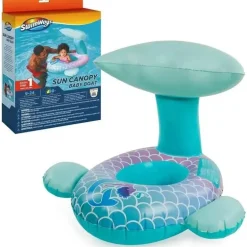 Spin Master - Swimways Sun Canopy Baby Boat, brinquedos para crianças de 9 a 24 meses, sereia
