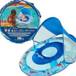 Spin Master - Swimways Sun Canopy Inflável Bebê Flutuador de Primavera para Crianças de 9 a 24 Meses, Tubarão