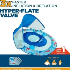 Spin Master - Swimways Sun Canopy Inflável Bebê Flutuador de Primavera para Crianças de 9 a 24 Meses, Tubarão