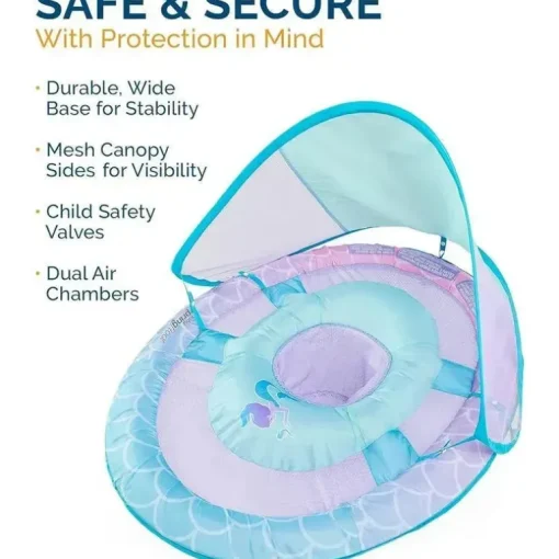Spin Master - Swimways Sun Canopy Inflável Bebê Flutuador de Primavera para Crianças de 9 a 24 Meses, Sereia