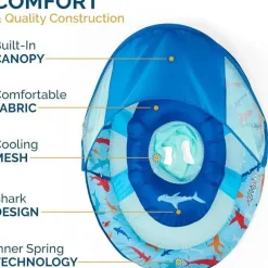 Spin Master - Swimways Sun Canopy Inflável Bebê Flutuador de Primavera para Crianças de 9 a 24 Meses, Tubarão