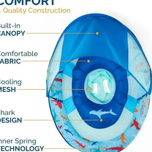 Spin Master - Swimways Sun Canopy Inflável Bebê Flutuador de Primavera para Crianças de 9 a 24 Meses, Tubarão