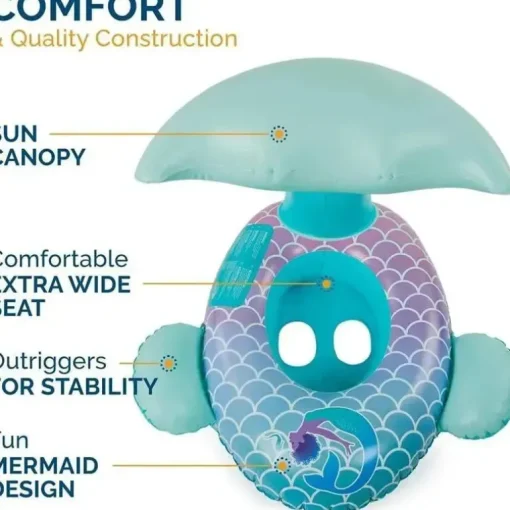Spin Master - Swimways Sun Canopy Baby Boat, brinquedos para crianças de 9 a 24 meses, sereia