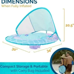 Spin Master - Swimways Sun Canopy Inflável Bebê Flutuador de Primavera para Crianças de 9 a 24 Meses, Sereia