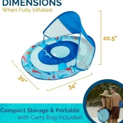 Spin Master - Swimways Sun Canopy Inflável Bebê Flutuador de Primavera para Crianças de 9 a 24 Meses, Tubarão