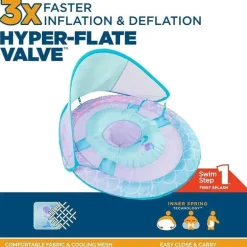 Spin Master - Swimways Sun Canopy Inflável Bebê Flutuador de Primavera para Crianças de 9 a 24 Meses, Sereia