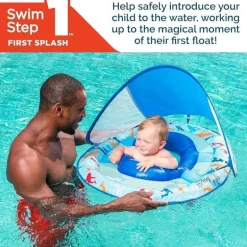 Spin Master - Swimways Sun Canopy Inflável Bebê Flutuador de Primavera para Crianças de 9 a 24 Meses, Tubarão