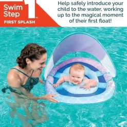 Spin Master - Swimways Sun Canopy Inflável Bebê Flutuador de Primavera para Crianças de 9 a 24 Meses, Sereia