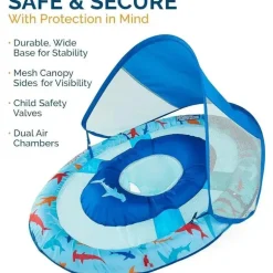 Spin Master - Swimways Sun Canopy Inflável Bebê Flutuador de Primavera para Crianças de 9 a 24 Meses, Tubarão
