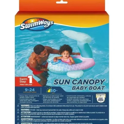 Spin Master - Swimways Sun Canopy Baby Boat, brinquedos para crianças de 9 a 24 meses, sereia