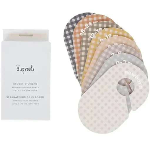 3 Sprouts - Divisórias de armário para cabides para bebês e crianças pequenas, conjunto de 8, guingão
