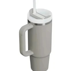 Stanley - Copo isolado a vácuo de aço inoxidável Quencher H2.0 FlowState de 30 onças, cinza
