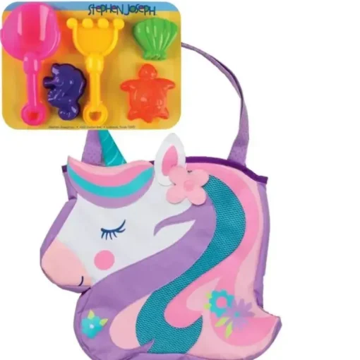 Stephen Joseph - Bolsas de praia e conjunto de brinquedos de areia, unicórnio