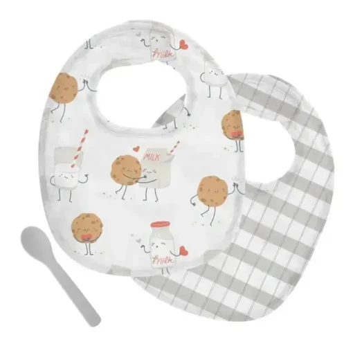Stephen Joseph - Conjunto de babadores de musselina, leite e biscoitos