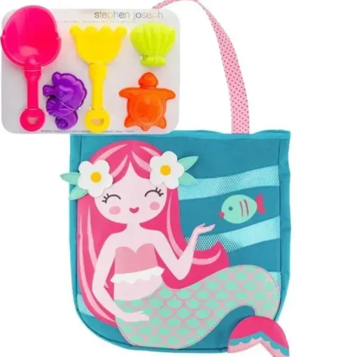Stephen Joseph - Totes de praia e conjunto de brinquedos de areia, sereia