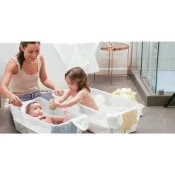 Stokke® - Banho Flexi® | Conjunto de banheira dobrável para bebê, azul oceano