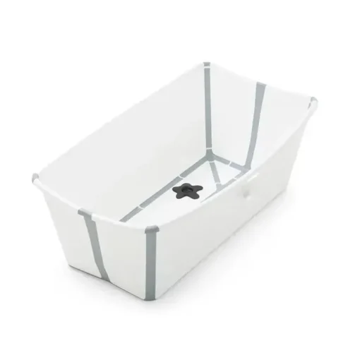 Stokke - Pacote de banho Flexi Banheira dobrável para bebê com suporte para recém-nascido, branco/cinza