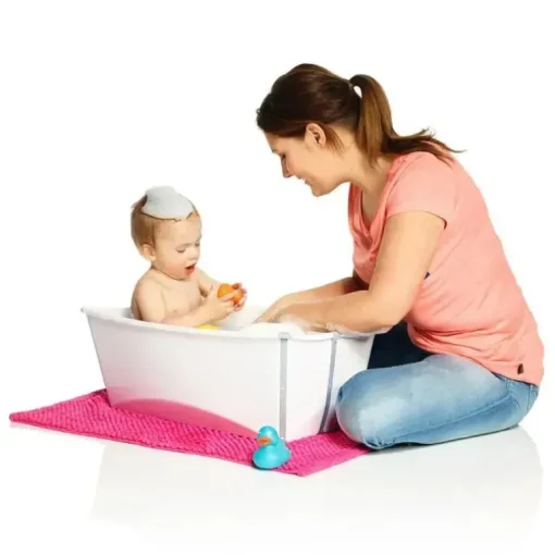 Stokke - Pacote de banho Flexi Banheira dobrável para bebê com suporte para recém-nascido, branco/cinza