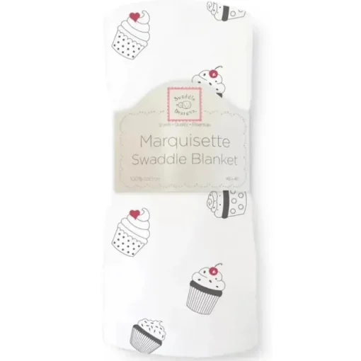 Swaddle Designs - Cobertor Swaddle Marquisette Cupcakes Preto e Branco