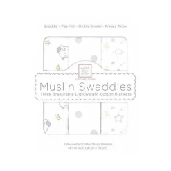 Swaddle Designs – Cobertores de musselina, cordeirinhos boa noite (conjunto de 3)