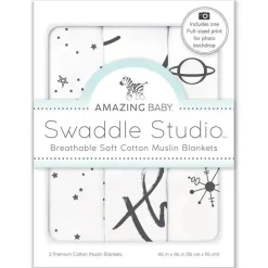 Swaddle Designs – Cobertores de musselina 3Pk, te amo até a lua