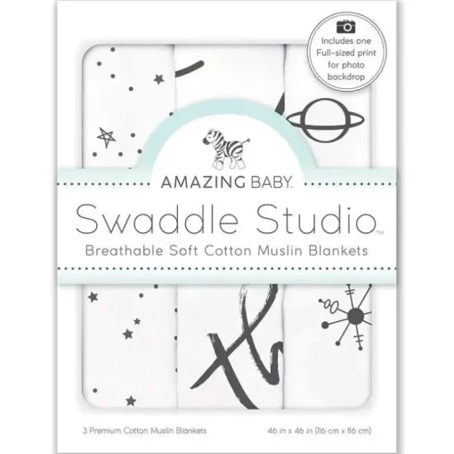 Swaddle Designs – Cobertores de musselina 3Pk, te amo até a lua