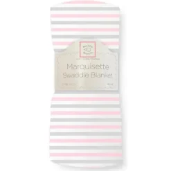 Swaddle Designs - Cobertor Swaddle Marquisette com listras rosa pastel