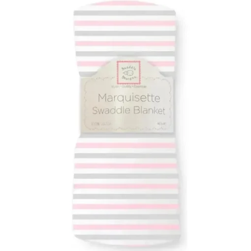 Swaddle Designs - Cobertor Swaddle Marquisette com listras rosa pastel