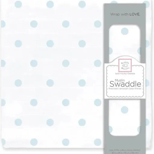 Swaddle Designs - Cobertor de musselina com pontos franceses azuis