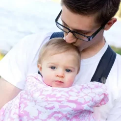 Swaddle Designs - Cobertor Swaddle Marquisette com listras rosa pastel
