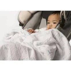 Swaddle Designs - Cobertor de musselina com pontos franceses azuis