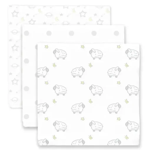 Swaddle Designs – Cobertores de musselina, cordeirinhos boa noite (conjunto de 3)