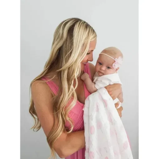 Swaddle Designs - Cobertor de musselina com pontos franceses azuis
