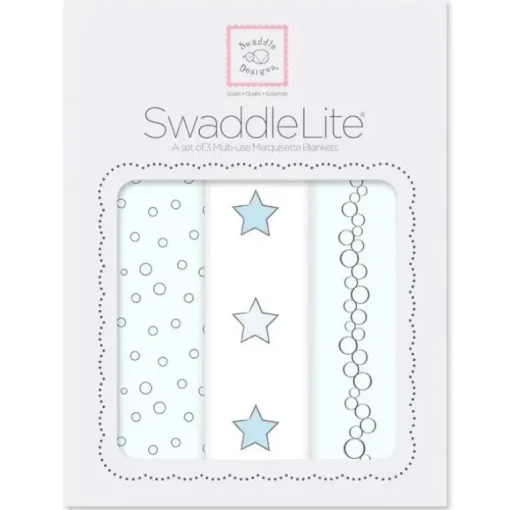 Swaddle Designs - 3Pk Bubble Dots, Stars, Champagne Marquisette Swaddles