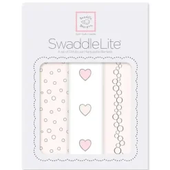 Swaddle Designs - 3Pk Bubble Dots, Hearts, Champagne Marquisette Swaddles