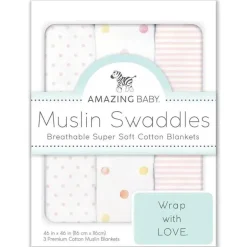 Swaddle Designs - 3Pk mantas de musselina, festa rosa