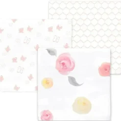 Swaddle Designs - 3Pk mantas de musselina, rosas em aquarela