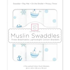 Swaddle Designs - 3Pk mantas de musselina, pequenos navios