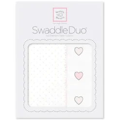 Swaddle Designs - 2Pk Swaddleduo, bolinhas rosa pastel + corações