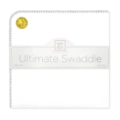 Swaddle Designs – Ultimate Swaddle Blanket, branco com acabamento em prata esterlina