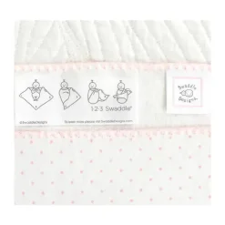 Swaddle Designs – Ultimate Swaddle Blanket, branco com acabamento em rosa pastel