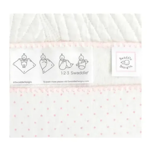 Swaddle Designs – Ultimate Swaddle Blanket, branco com acabamento em rosa pastel