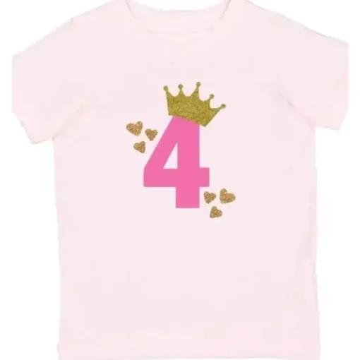 Sweet Wink - Camisa manga curta princesa para aniversário de 4 anos