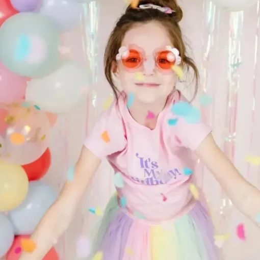 Sweet Wink – Camiseta de manga curta It's My Birthday para meninas e crianças
