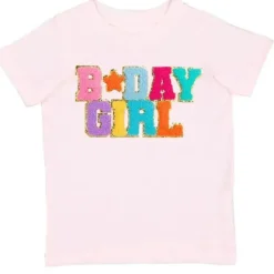 Sweet Wink – Camiseta infantil com patch de aniversário e manga curta