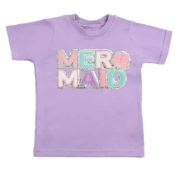 Sweet Wink – Camiseta infantil de manga curta com patch de sereia