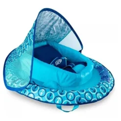 Swimways - Flutuador de Primavera para Bebês Infantis, Azul | Flutuador de piscina para bebês com dossel
