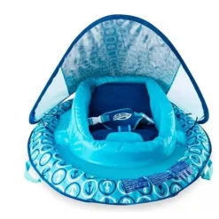 Swimways - Flutuador de Primavera para Bebês Infantis, Azul | Flutuador de piscina para bebês com dossel