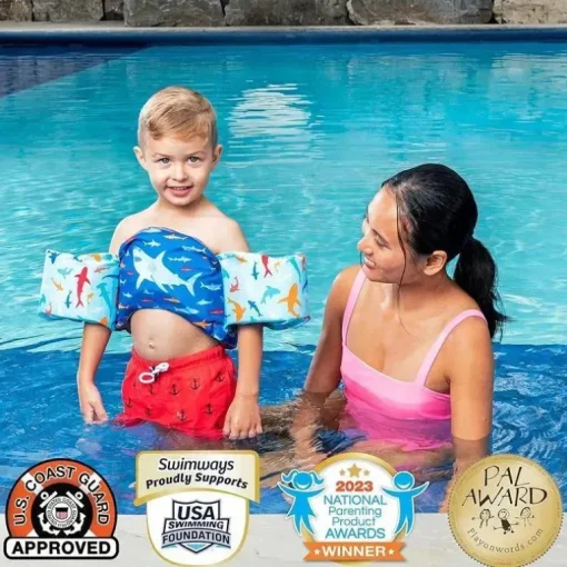 SwimWays - instrutor de natação, colete salva-vidas aprovado pela Guarda Costeira dos EUA, tubarão